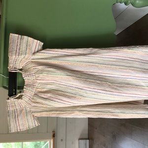 Girls off the shoulder seersucker dress